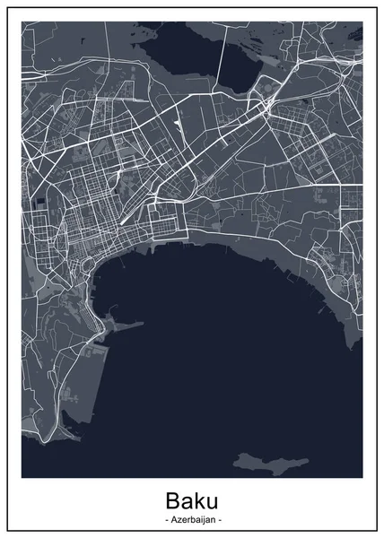 Mapa da cidade de Baku, Azerbaijão — Vetor de Stock