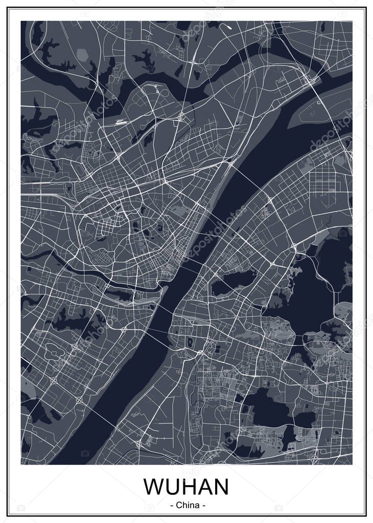 map of the city of Wuhan, China