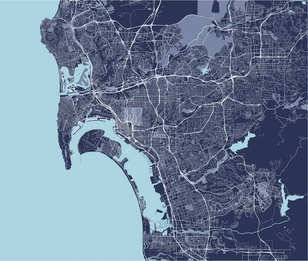 Карта міста Сан - Дієго (Каліфорнія, США). — стоковий вектор