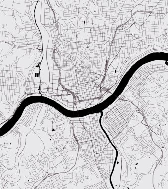 Cincinnati şehrinin haritası, State Ohio, ABD, ve Hamilton County hükümet merkezi