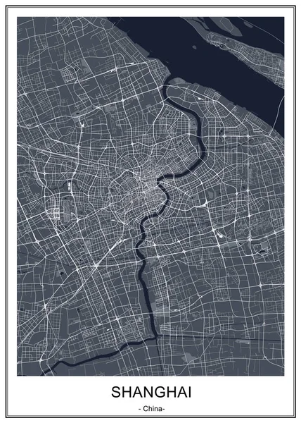 Mapa da cidade de Shanghai, China — Vetor de Stock