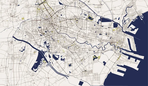 Mapa da cidade de Tianjin, China — Vetor de Stock