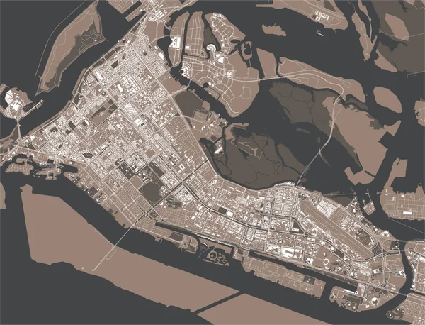 Mapa de la ciudad de Abu Dhabi, EAU — Archivo Imágenes Vectoriales