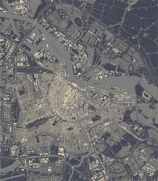 Карта города Амстердам, Нидерланды — стоковый вектор
