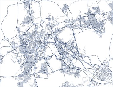 Mekke şehrinin vektör haritası, Makkah al-Mukarrammah Eyaleti, Suudi Arabistan
