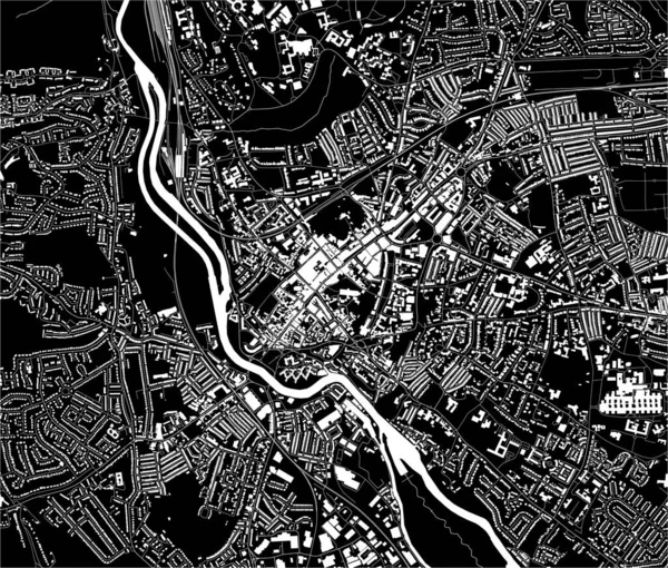 Mapa da cidade de Exeter, Inglaterra, Reino Unido — Vetor de Stock