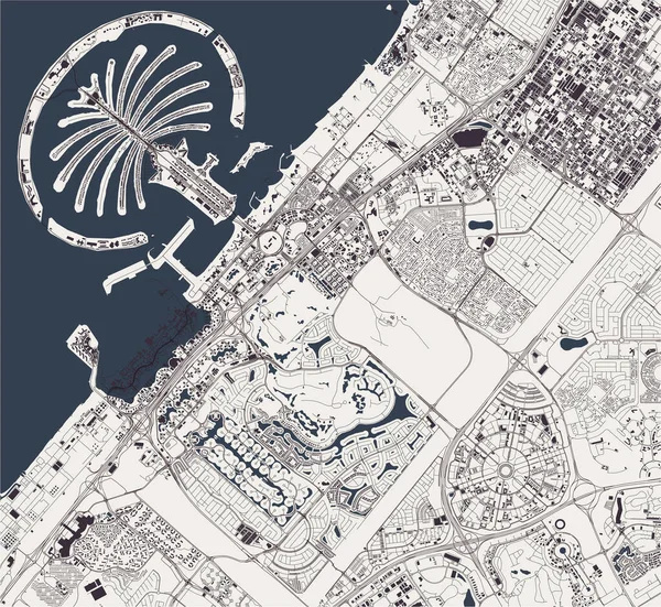 ドバイ アラブ首長国連邦 ドバイ シャルジャ アジュマーン大都市圏のベクトル地図 — ストックベクタ