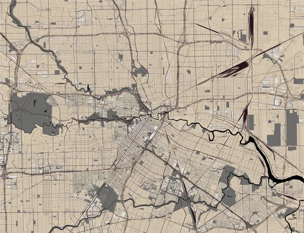 Carte de la ville de Houston, Texas, États-Unis — Image vectorielle