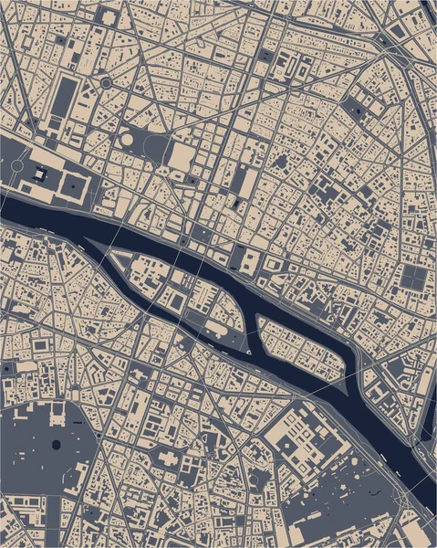 Vector Map City Paris France — Stock Vector