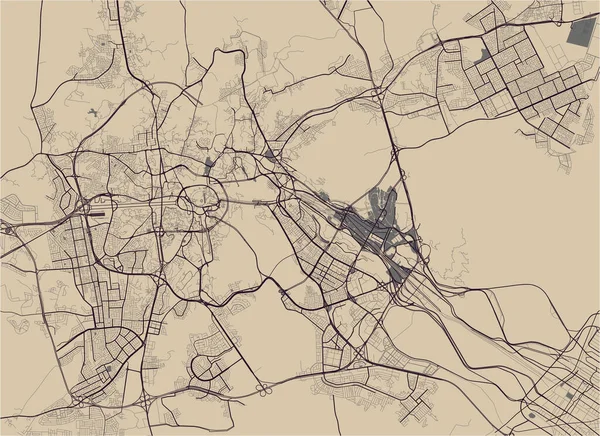 Mapa Vectorial Ciudad Meca Provincia Meca Mukarrammah Arabia Saudita — Vector de stock