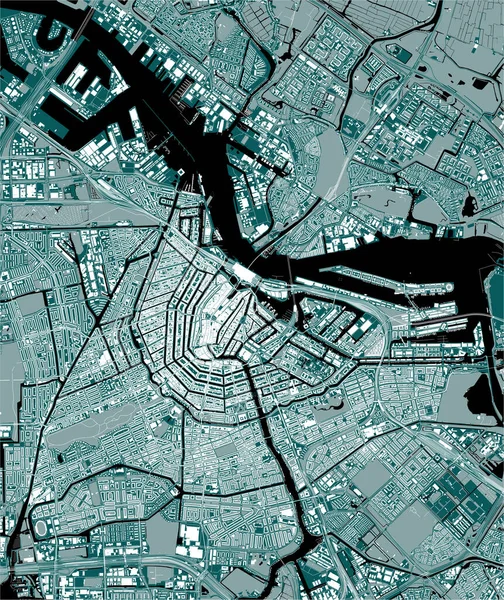 オランダのアムステルダム市の地図 — ストックベクタ
