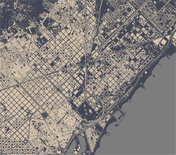Vektorkarte Der Innenstadt Von Barcelona Spanien — Stockvektor