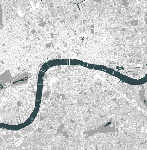 vector map of the city of London, Great Britain