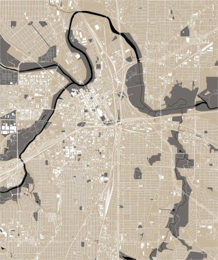 Fort Worth şehrinin haritası, Teksas, ABD