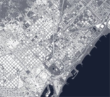 Barcelona, İspanya şehir merkezinin vektör haritası