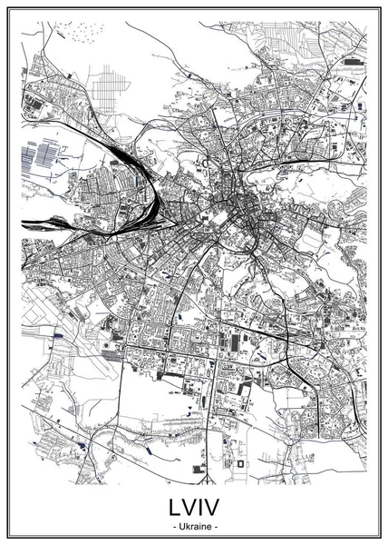 Mapa Vectorial Ciudad Lviv Provincia Lviv Ucrania — Archivo Imágenes Vectoriales