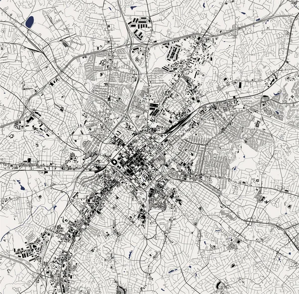 Mapa da cidade de Charlotte, Estados Unidos da América — Vetor de Stock