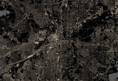 Fort Worth, Texas, ABD 'nin vektör haritası.