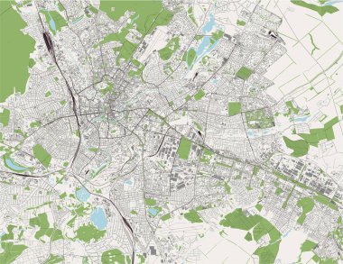 Harkiv şehrinin vektör haritası, Kharkiv Oblastı, Ukrayna