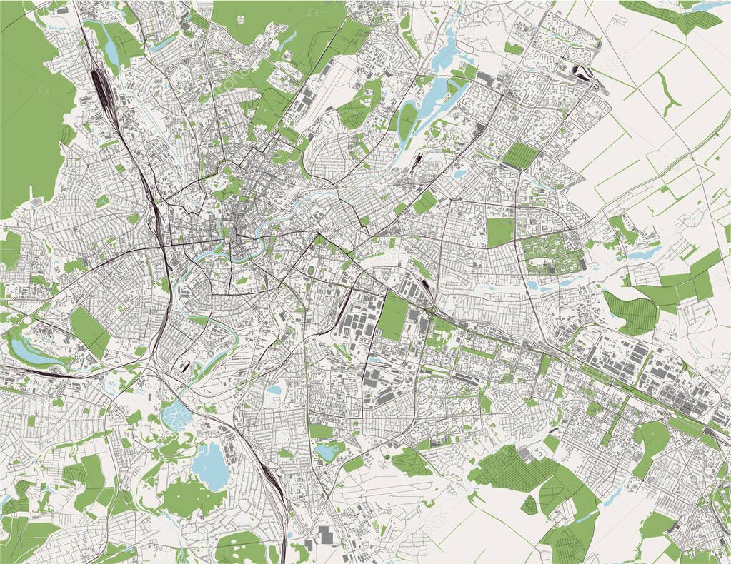 vector map of the city of Kharkiv, Kharkiv Oblast, Ukraine