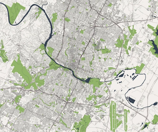 美国德克萨斯州奥斯汀市的矢量地图 — 图库矢量图片