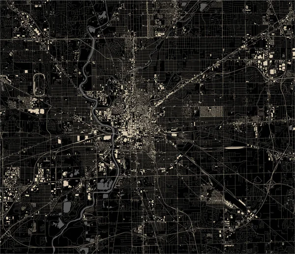 インディアナ州インディアナポリス市のベクトル地図 — ストックベクタ
