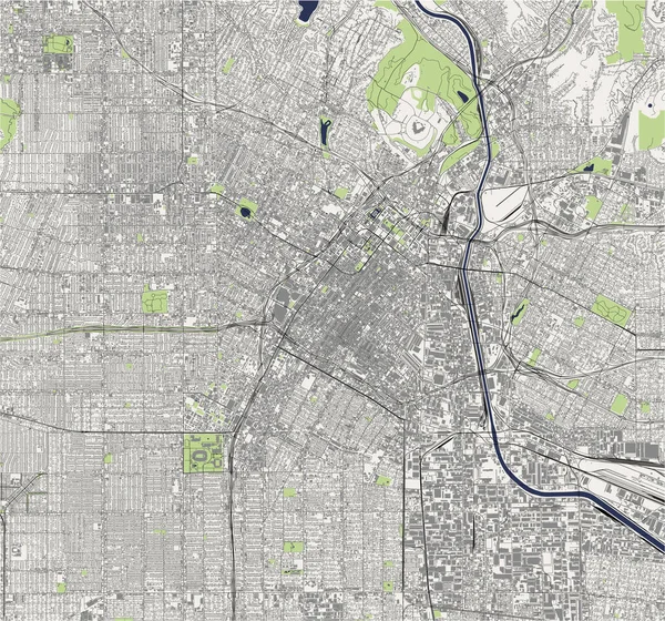 Mapa Vectorial Ciudad Los Ángeles Estados Unidos — Vector de stock