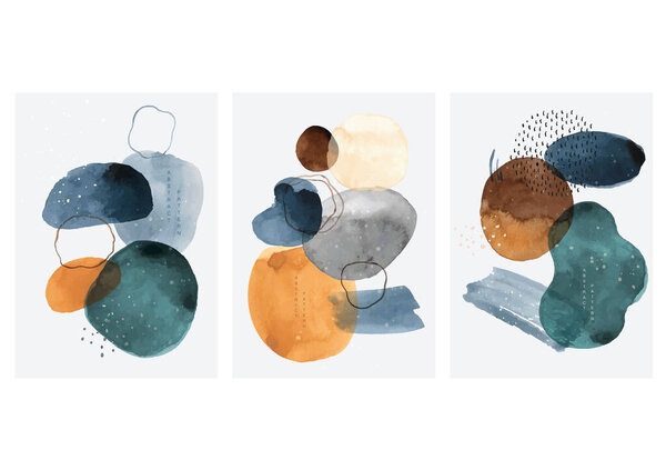 Abstract art background with watercolor stain elements vector. Painting brush texture decoration with art acrylic poster design. 