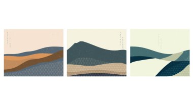 manzara şekilleri ve tepelerle kolaj arka planı 