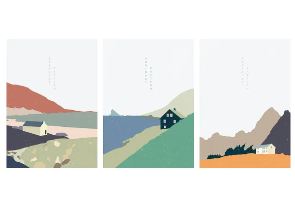 Collage Achtergrond Met Landschap Vormen Heuvels Met Huizen — Stockfoto