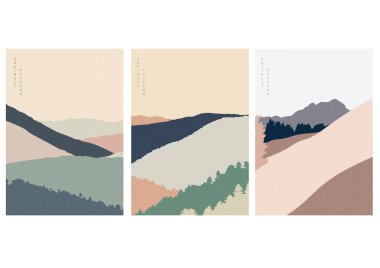 Soyut manzara dağ orman vektörü. Doğal tepe arkaplanı