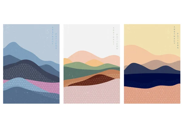 Landschaft Hintergrund Mit Japanischen Muster Vektor Kurve Vorlage Geometrische Elemente — Stockvektor