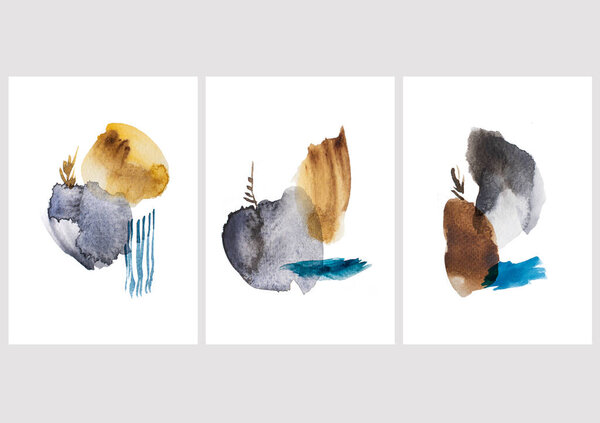 Abstract art background with watercolor stain elements. Painting brush texture decoration with art acrylic poster design. 