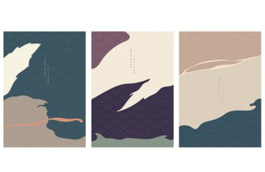 Soyut sanat arka planı ve Japon dalga modeli vektörü. Eğri elementler şablon resimlemesi.