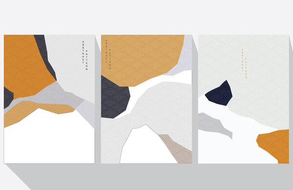 Абстрактный художественный фон с японским вектором волн. Иллюстрация шаблонов современного искусства.