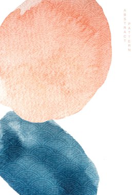 Suluboya doku vektörlü soyut sanat arkaplanı. Japon dalga şablonu resimleme Asya stili.