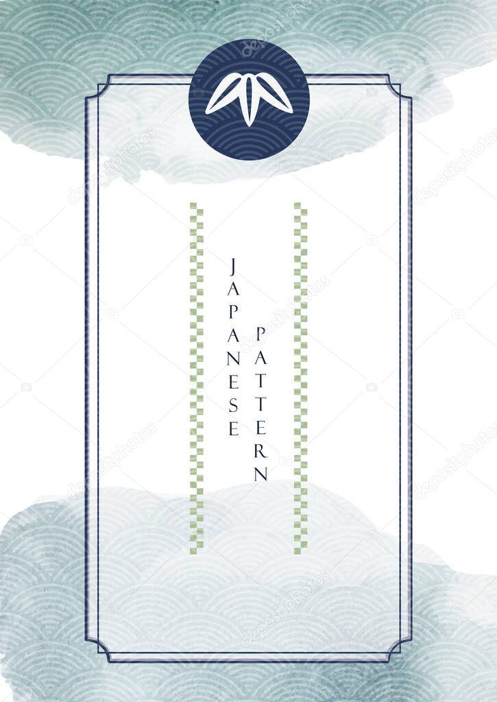 Japanese background with watercolor texture illustration in Asian style. Brush stroke elements. Abstract art template.