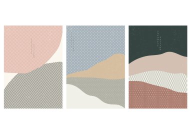 Japon model vektörüyle soyut sanat geçmişi. Geometrik şablonlu sanat manzarası.