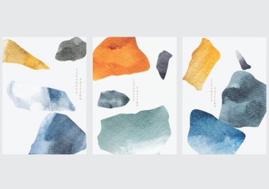 Sulu boya elementleri vektörlü soyut sanat arkaplanı. Çağdaş sanat poster tasarımı ile fırça desenli boyama.