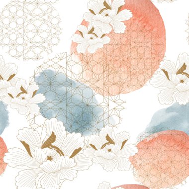 Suluboya doku vektörüyle soyut, pürüzsüz bir arkaplan. Eski usul fırça darbesi illüstrasyonlu şakayık çiçeği. Pastel renkli konsept.