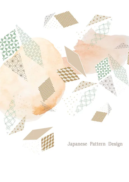 Fondo Abstracto Con Textura Acuarela Formas Geométricas Vector Plantilla Japonesa — Vector de stock