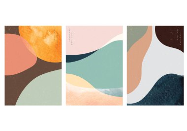 Suluboya doku vektörüyle soyut arkaplan. Eğri elementi ile çağdaş sanat şablonu.