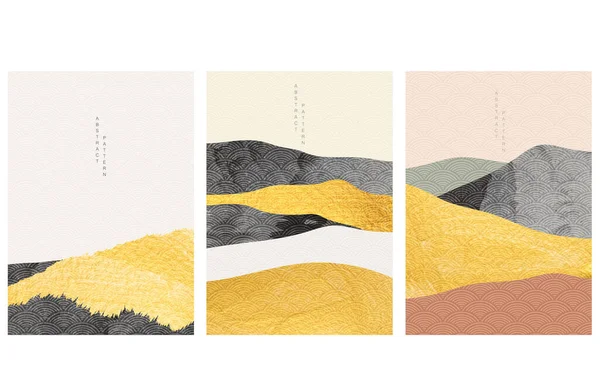 Абстрактне Мистецтво Тло Японським Хвильовим Вектором Приклад Природного Ландшафту Золотою — стоковий вектор