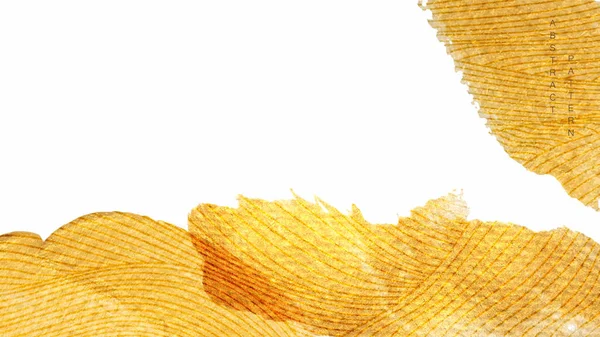 Искусство Пейзаж Фон Золотой Текстурой Вектор Японская Волна Мазком Кисти — стоковый вектор