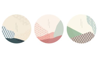 Geometrik arkaplan ve Japon dalga desen vektörü. Klasik tarzda soyut çember şablonu.