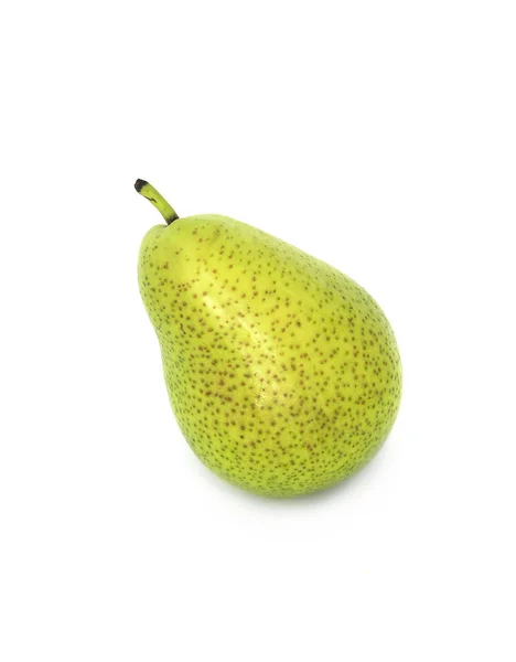 En massa stora, ljusa och mogna päron. päron på en vit bakgrund, hela och i tvärsnitt. — Stockfoto