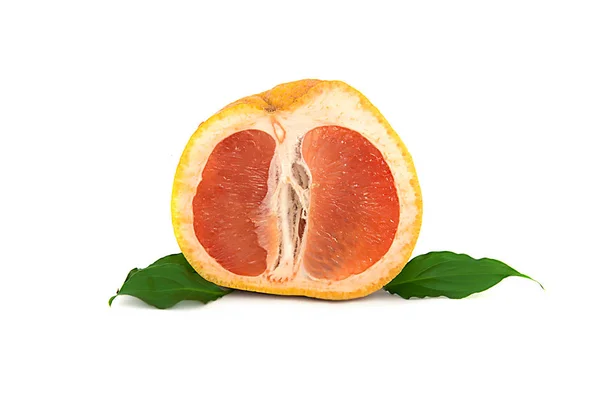 Large, ripe grapefruit on white background, bright and very juicy citrus with no background. — Stock Photo, Image