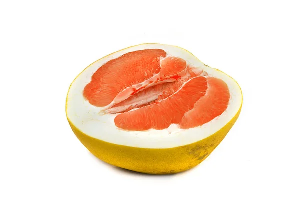 Pamelo fruta grande y jugosa sobre un fondo blanco, sin fondo de color brillante cítricos . — Foto de Stock