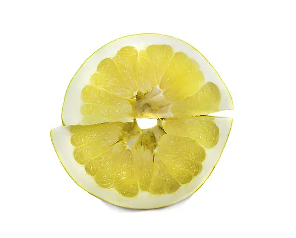 Pamelo grande e succosa frutta su uno sfondo bianco, senza sfondo colore brillante agrumi . — Foto Stock