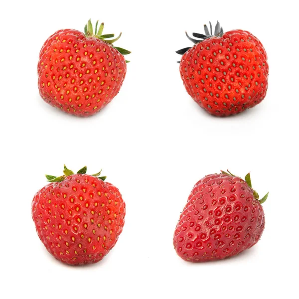 Beaucoup de différents ensembles de fraises sur fond blanc, isoler avec des fraises, beaucoup différent sur une feuille . — Photo